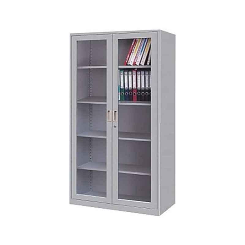 180x39x80cm Stainless Steel Grey Cabinet Cupboard with Shelves Storage Key Lock