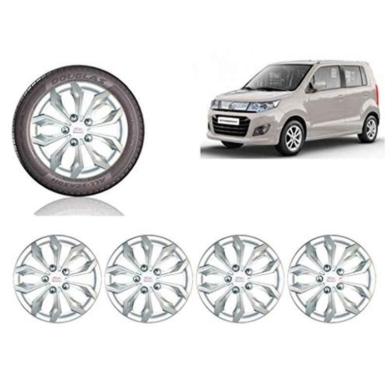 Auto Pearl 4 Pcs 13 inch ABS Silver Car Wheel Cover Set for Maruti Suzuki WagonR Stingray