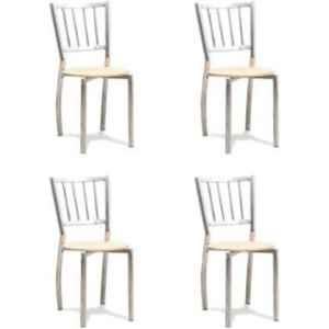 Guru Chair Beige Metal Body Dining Chair, 49 (Pack of 4)