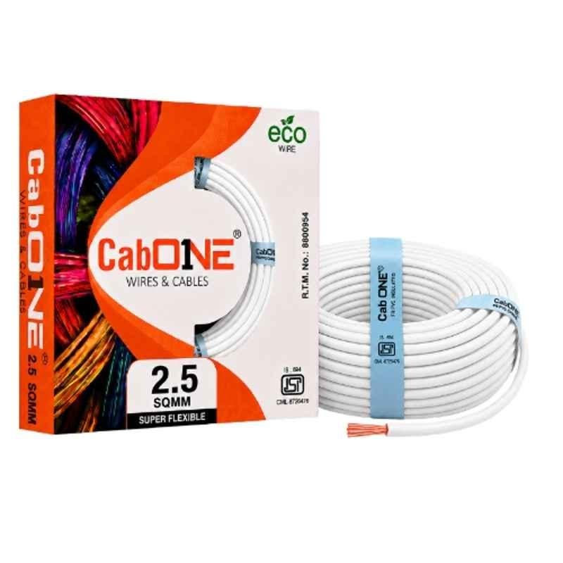 CabONE 2.5 Sqmm White FR PVC Multi Strand Electrical Wire, CabONE024, Length: 90m