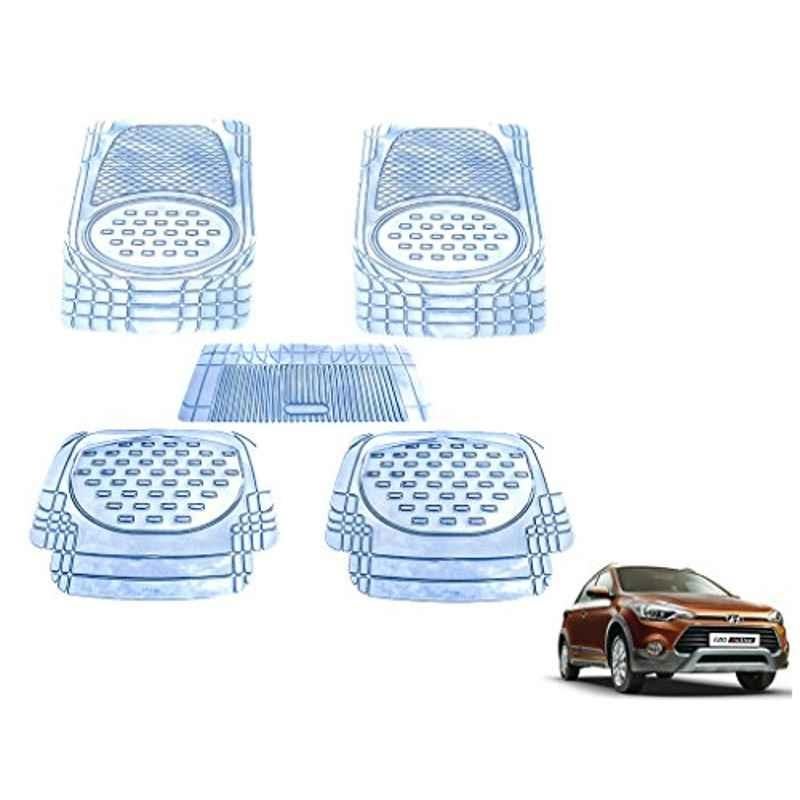 Kozdiko 5 Pcs 6605 PVC & Rubber Clear Car Foot Mat Set for Hyundai I20 Active