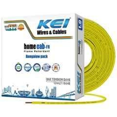 KEI 1 Sqmm 1 Core Homecab FR Yellow Copper PVC Insulated Unsheathed Multistrand Flexible Cable, Length: 180 m