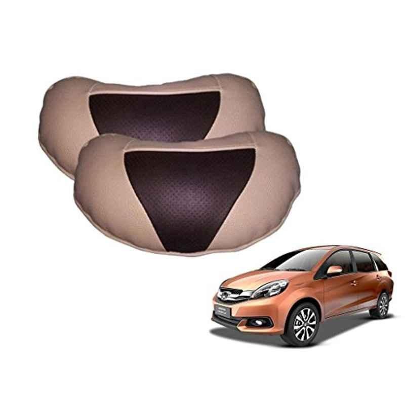 Kozdiko 2 Pcs Brown & Beige Neck Rest Set for Honda Mobilio, koz_38820