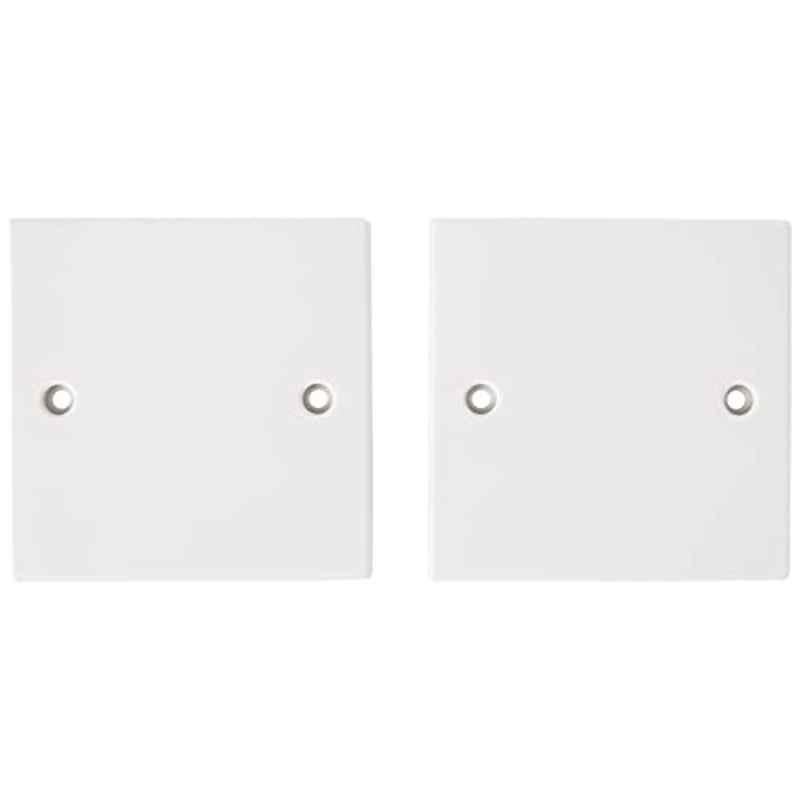 Merriway 85x85mm 1 Gang Plastic White Electrical Cover Dummy Plate, BH02676 (Pack of 2)