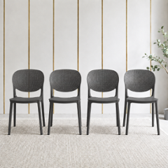 CELLBELL Aero Plastic Grey Stackable Armless Chair (Pack of 4)