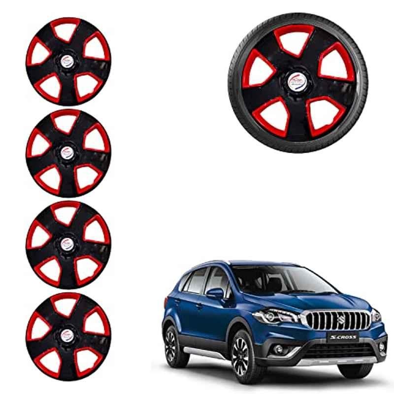 Auto Pearl 4 Pcs 15 inch ABS Black & Red Car Wheel Cover Set for Maruti Suzuki Scross