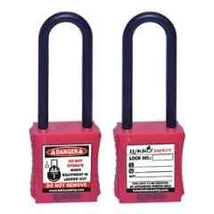 Lukko Safety 76mm Nylon Red Long Shackle Safety Lockout Padlockwith 2 Keys, LS-LC48