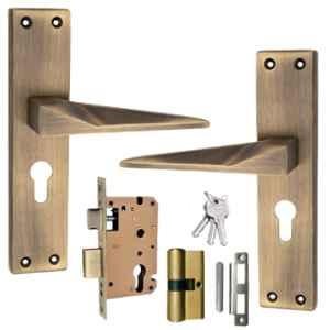 ATOM 203mm Iron Brass Antique Finish Mortise Door Lock Set, MH-802-CY-BA-BSK