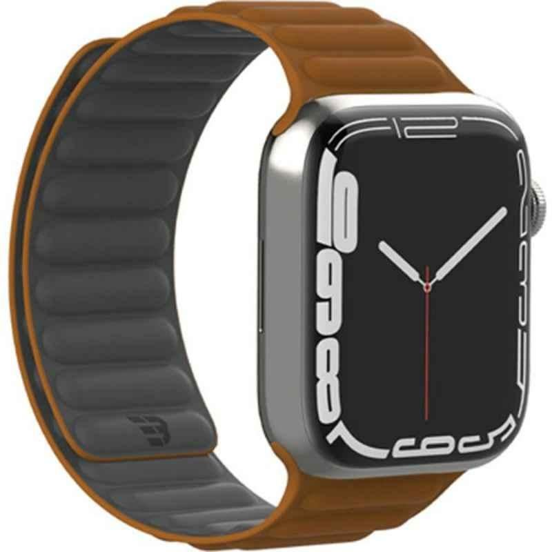 Baykron Silicone Grey & Brown Magnetic Strap for Apple Watch 38mm, 40mm & 41mm, BKR-ST-41-GRYBRN
