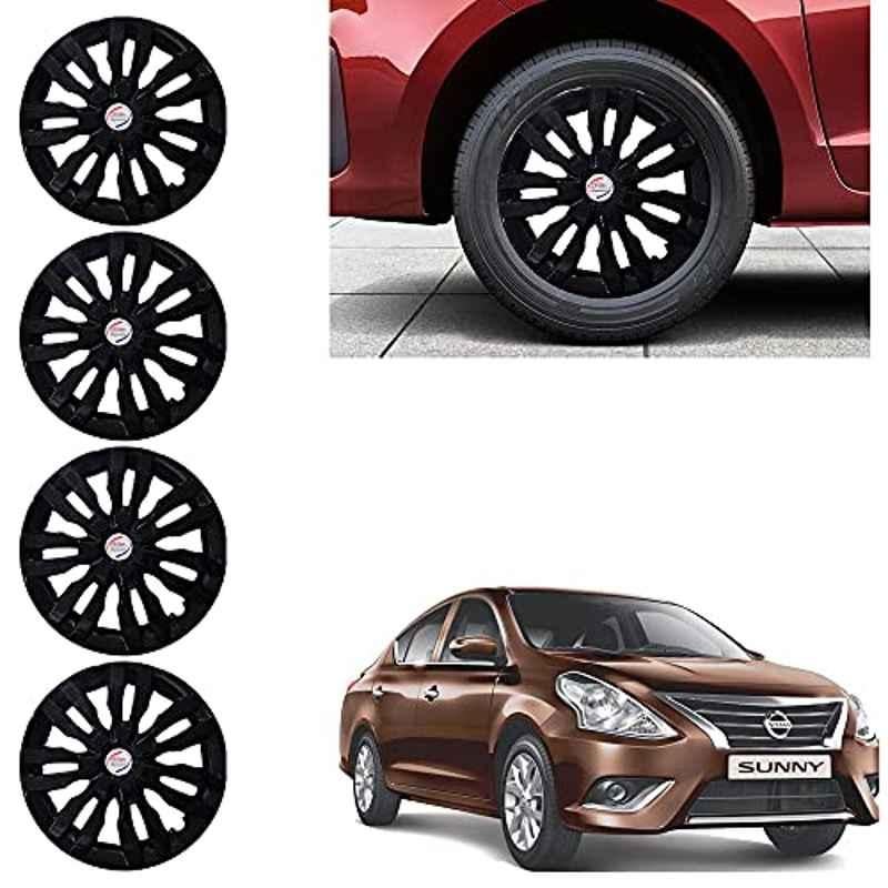Auto Pearl 4 Pcs 14 inch ABS Black Wheel Cover Set for Nissan Sunny