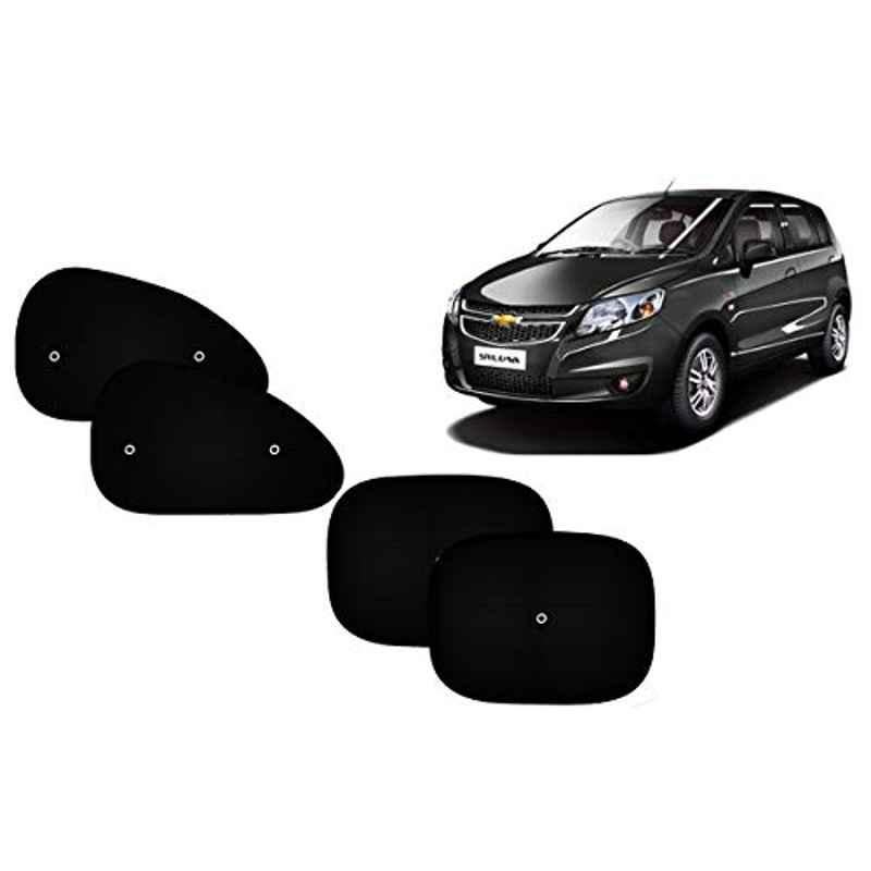 Auto Pearl 4 Pcs PVC & Mesh Black Window Side Sun Shade Set for Chevrolet Sail UVA