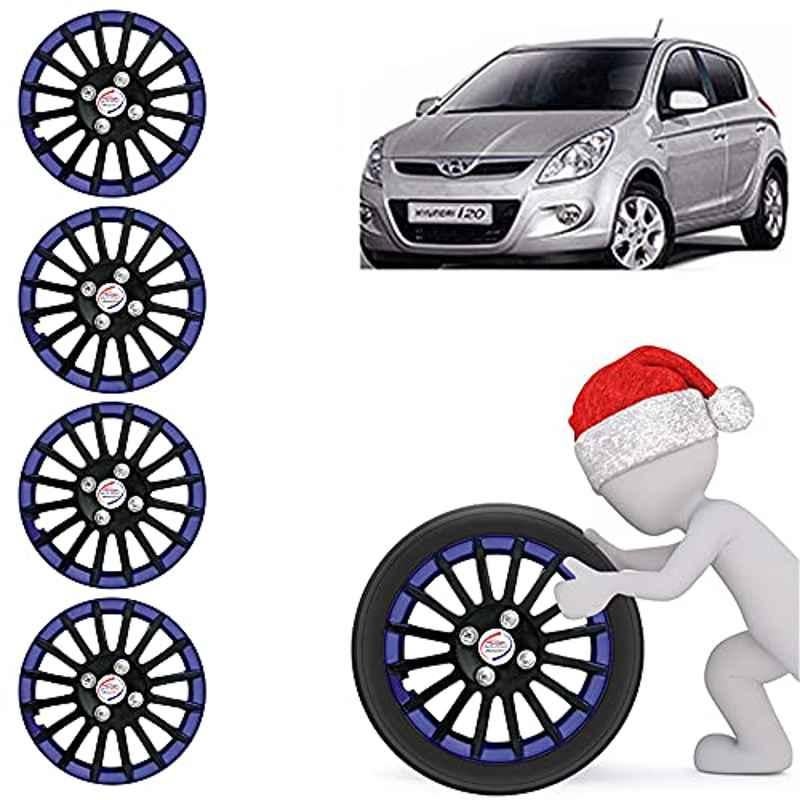 Auto Pearl 4 Pcs 14 inch ABS Black & Blue Car Wheel Cover Set for Hyundai i20 Type1