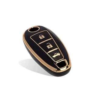 Flymaster Thermoplastic Polyurethane Black TPU Car Key Cover, BLACK-TPURKE-3