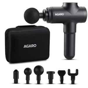 AGARO Strike Handheld Percussion Massage Gun with 6 Interchangeable Massage Heads, 24W 12V, 20 Speed Settings, with Carry Case, for Deep Tissue Massage, Body Relaxation, Pain Relief, Rechargeable, 33549