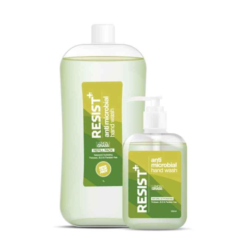 Resist Plus 250ml &1L Antimicrobial Hand Wash with Lemon Grass Fragrance Combo