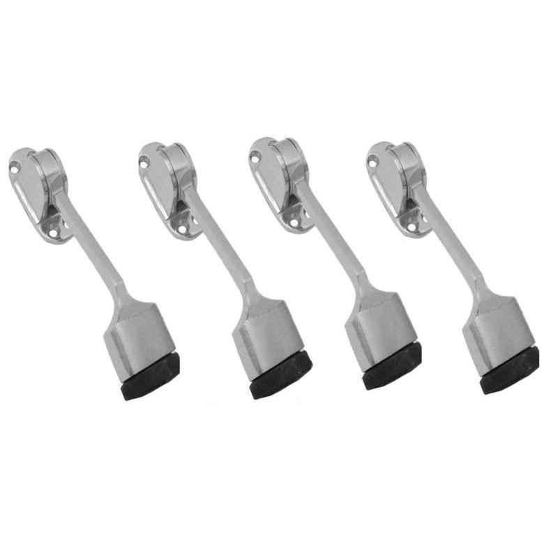 Smart Shophar 5 inch Brass Nickel Silver Vanilla Door Stopper, SHA10ST-VANI-NS05-P4 (Pack of 4)