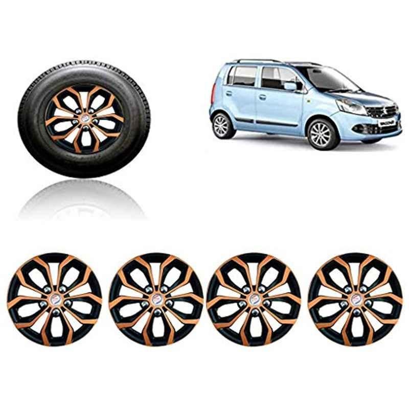 Auto Pearl 4 Pcs 13 inch ABS Black & Copper Press Fitting Wheel Cover Set for Maruti Suzuki WagonR New