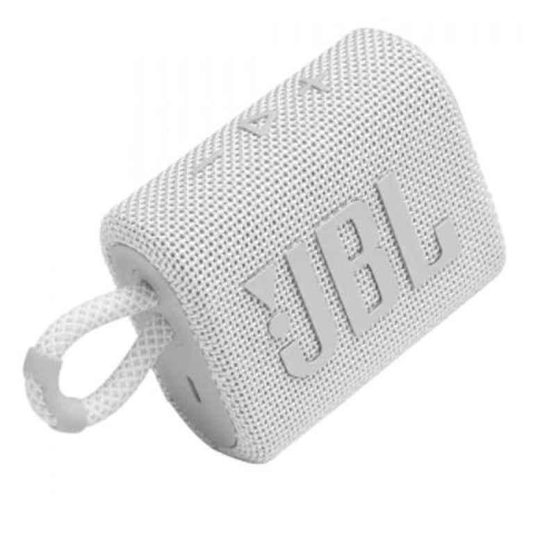 JBL Go 3 White Bluetooth 5.1 Portable Speaker