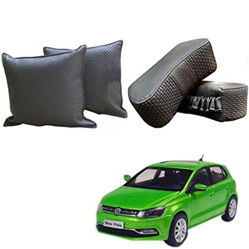 Kozdiko One Pair Grey Neck Rest & One Pair Cushion Combo for Volkswagen Polo Exquisite