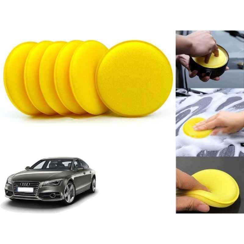 Auto Pearl Polyurethane Beige Washing & Waxing Polish Foam Sponge for A7 (Pack of 6)