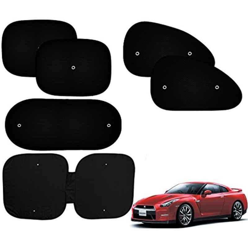 Auto Pearl 6 Pcs PVC & Mesh Black Window, Front & Rear Sun Shade Set for Nissan GTR