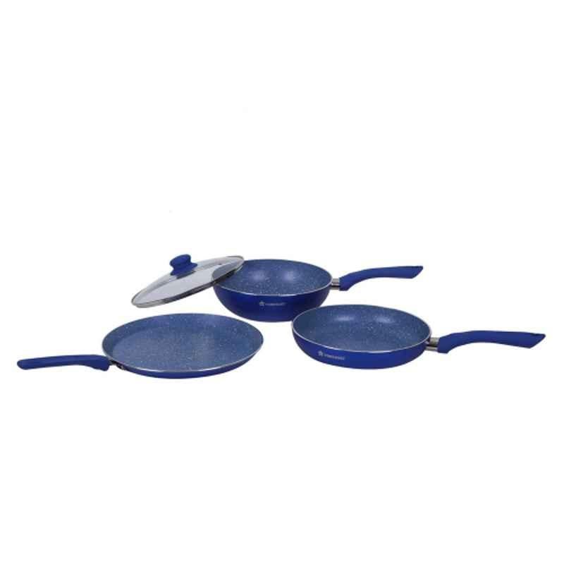 Wonderchef 4 Pcs Blue Aluminium Royal Velvet Plus Nonstick Cookware Set, 63152299