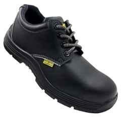 Jama Micro-Fiber Steel Toe Black Safety Shoes with PU Sole Double Density, JM 003, Size: 8