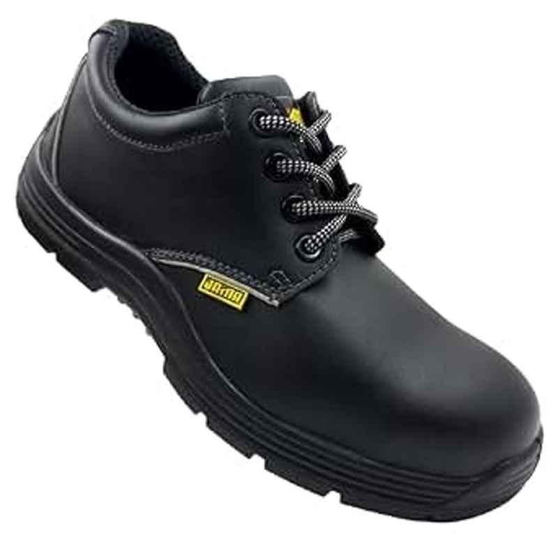 Jama Micro-Fiber Steel Toe Black Safety Shoes with PU Sole Double Density, JM 003, Size: 8
