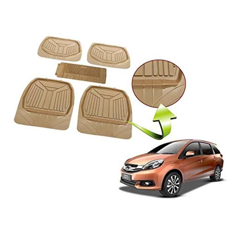 Kozdiko 5 Pcs Rubber Beige 3G Rubber Mat Set for Hyundai Accent