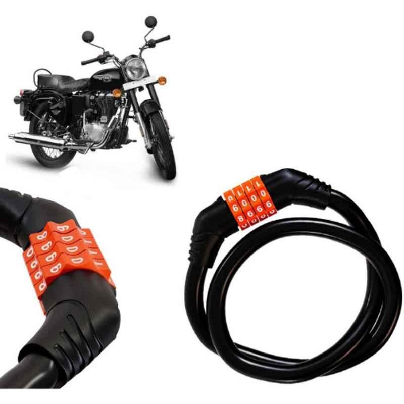 Auto Pearl Black & Orange 4 Digit Anti-Theft Combination Number Lock for Standard 350