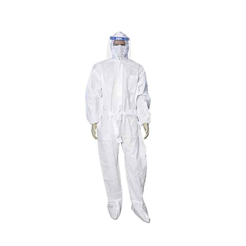 Smart Care Non Woven Laminated Fabric White Dongri Pattern PPE Kit, PPE04