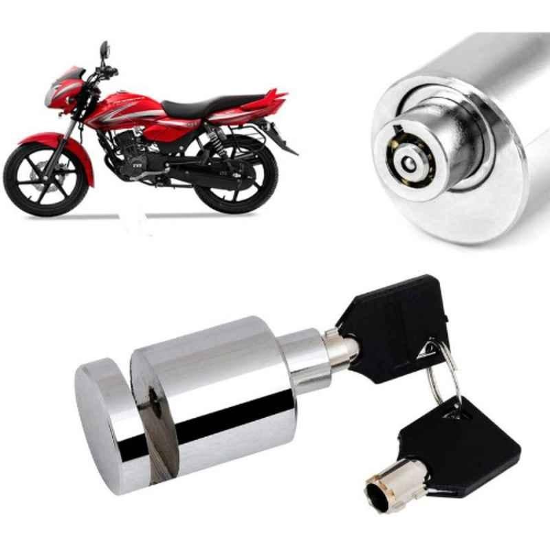 Auto Pearl Stainless Steel Silver Heavy Duty Anti Theft Motorcycle Disc Brake Lock, Lock-471