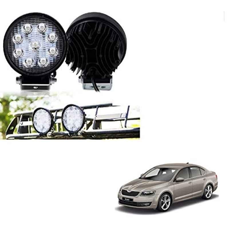 Kozdiko 2 Pcs 27W 4 inch 9 LED Waterproof Round White Fog Light Set with Mounting Brackets for Skoda Octavia, kozd_20064