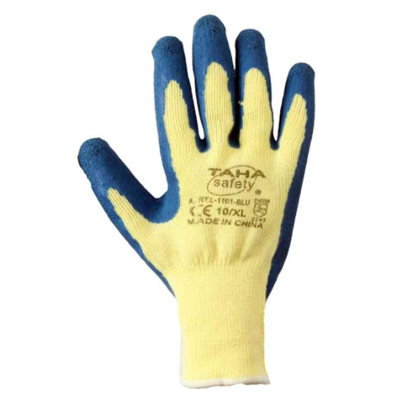 Taha Safety Cotton & Latex Blue Gloves, L1101, Size:XL