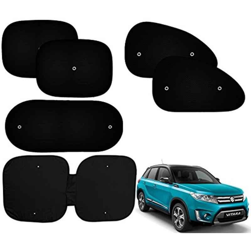 Auto Pearl 6 Pcs PVC & Mesh Black Window, Front & Rear Sun Shade Set for Maruti Suzuki Grand Vitara
