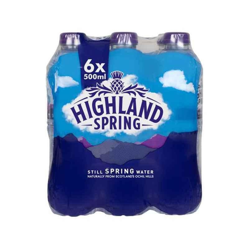 Highland 500ml Plastic Water Bottle (Pack of 6)