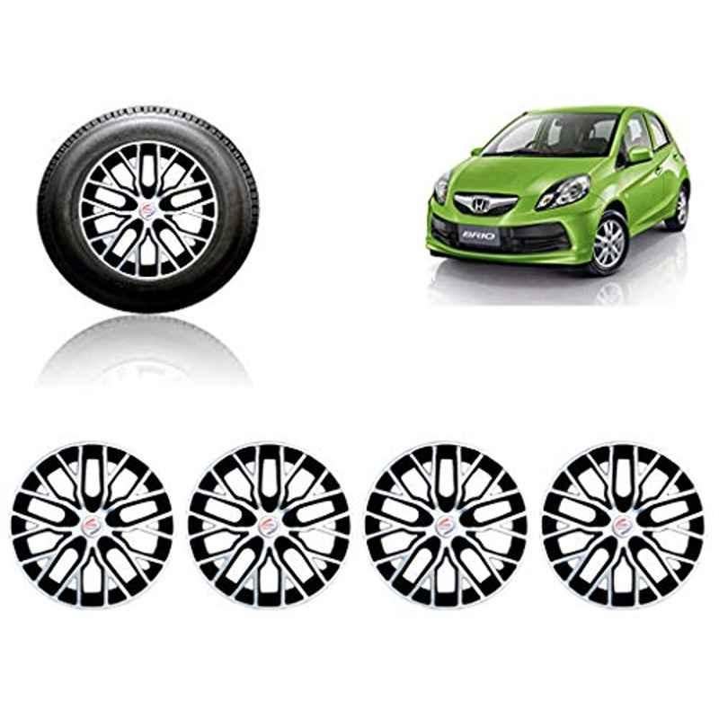 Auto Pearl 4 Pcs 14 inch ABS Silver &a; Black Press Type Fitting Car Wheel Cover Set for Honda Brio-picture-32