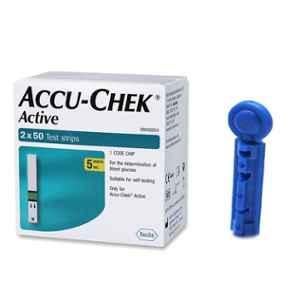 Accu-chek Active 100 Test Strips & Euroclix 100 Pcs 30 Gauge Blood Lancet Box