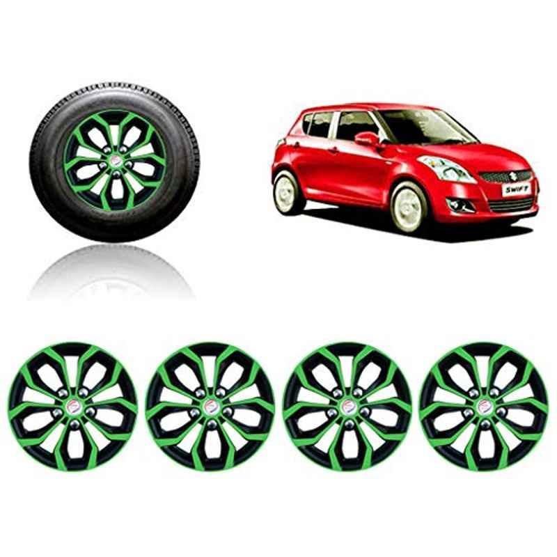 Auto Pearl 4 Pcs 14 inch ABS Green & Black Car Wheel Cover Set for Maruti Suzuki Swift T3