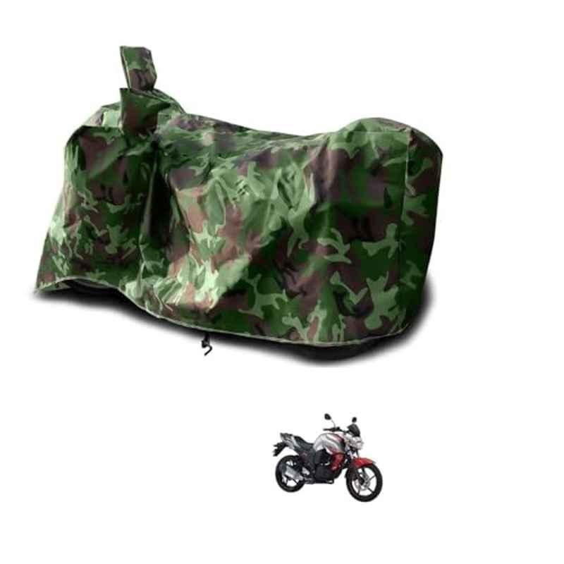 Kozdiko Polyester Jungle Print Waterproof Bike Body Cover with Mirror Pockets & Buckle Belt for Yamaha FZ