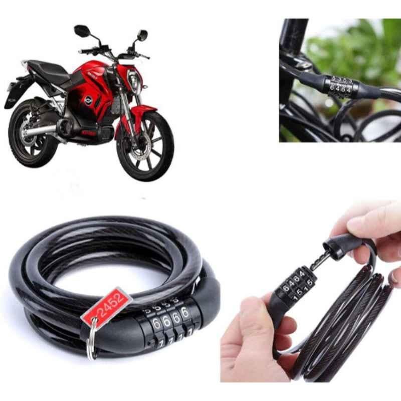 Auto Pearl PVC & Plastic Black Combination Cable Lock for Motors RV 400 BS6