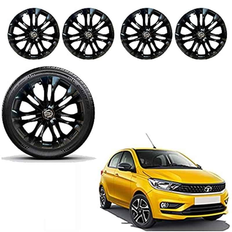 Auto Pearl 4 Pcs 13 inch ABS Black Car Wheel Cover Set for Tata Tiago 2020 XB, XE & XM, WCBLK30