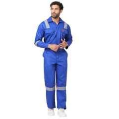French Terrain 200 GSM 100% Cotton Royal Blue Industrial Safety Boiler Suit with Reflective Tape, Size: 3XL (46 cm)