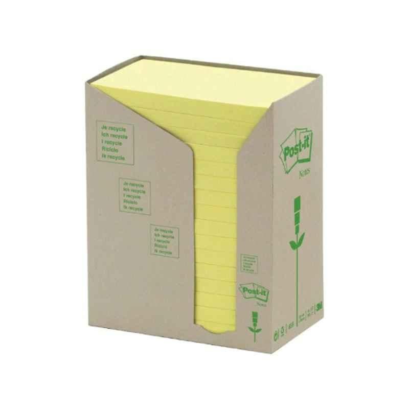 3M Post-it 655-1T 16Pcs 3x5 inch Canary Yellow Recycled Note Pad Set