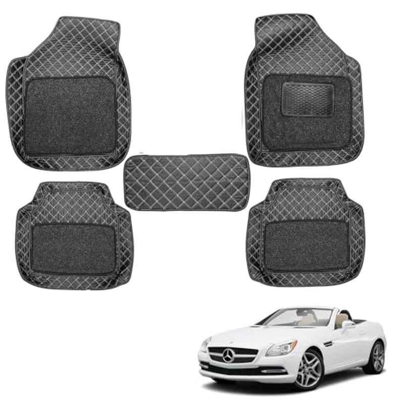 Kozdiko 5 Pcs Waterproof & Luxury 7D Black Leatherette Car Floor Mat Set for Mercedes Benz SLK Class