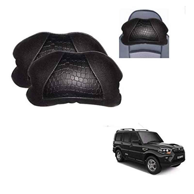 Kozdiko 2 Pcs Black Neck Rest Cushion Pillow Set for Mahindra Scorpio