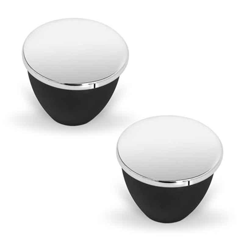 Plantex Knobs for Drawer/Drawer Knobs/Knobs for Cabinets/Pull-Push Knobs for Kitchen/Bedroom Drawer (Pack of 2) Chrome & Black