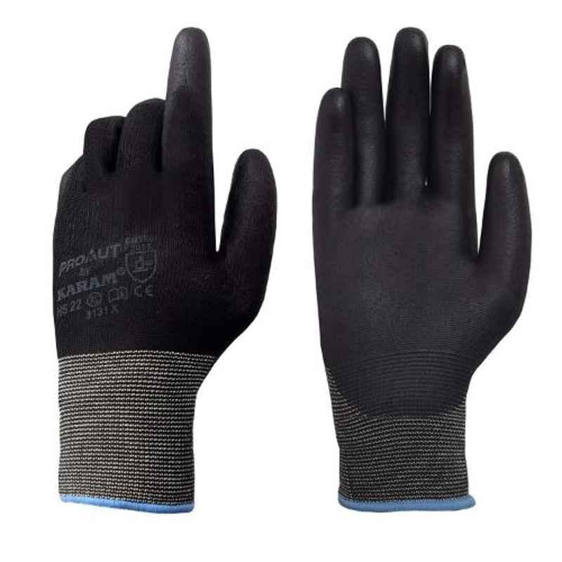 Karam HS-22 PU Black Hand Gloves, Size: M (Pack of 2)