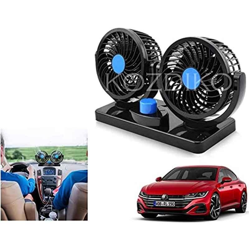 Kozdiko 12V Copper Black Dual Head Rotatable Electric Car Dashboard Fan with 360 Degree for Volkswagen Arteon