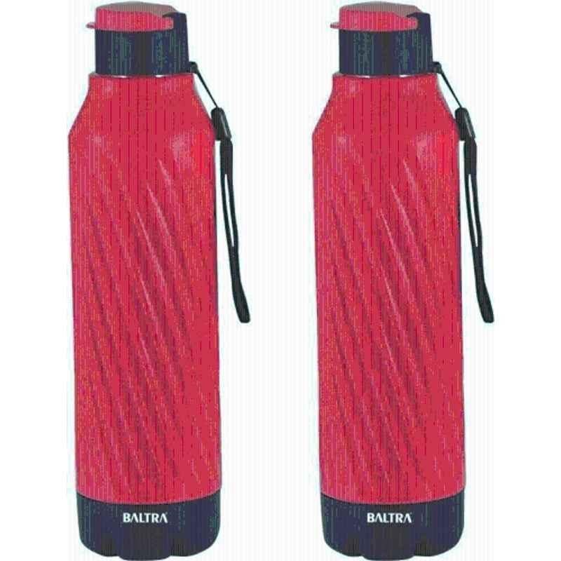 Baltra Berry 700ml Stainless Steel & Plastic Red Water Bottle, BSL-297 (Pack of 2)